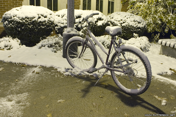 Midnight snow falls on Grinnell College