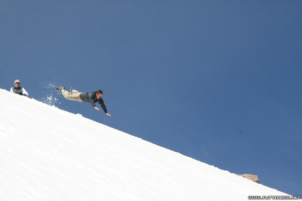 Dan glissades down the upper slopes of Mt. Bierstadt