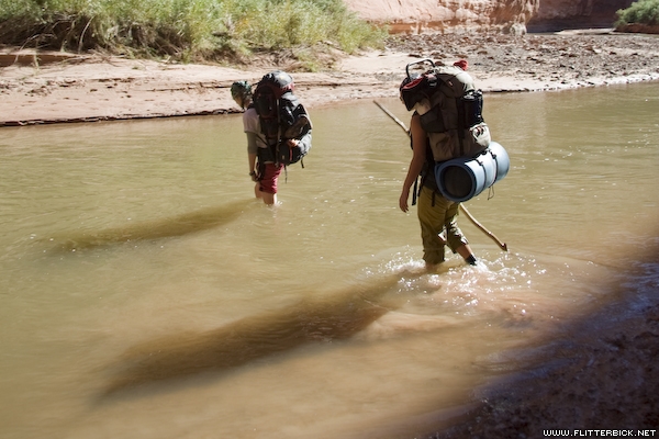 Hannah and Deborah cross the Escalante River