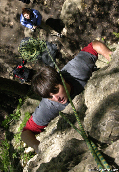 Scott Brennen climbs a route named 